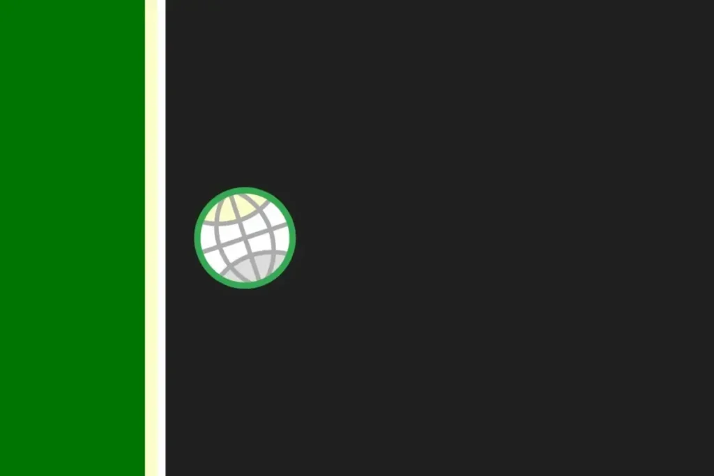 GODDRA official background slider graphic: minimalist image with stylised globe icon. Green and yellow on a black background.